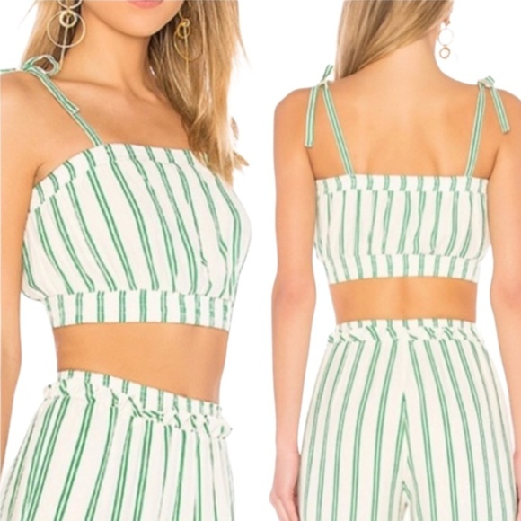 NWT Privacy Please Schaefer Striped Shoulder Tie Crop Top Sz. XS - Picture 1 of 4